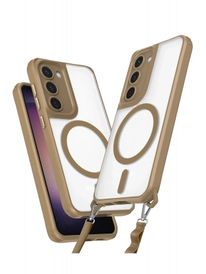 Newface Samsung Galaxy S23 Kılıf Enka Magsafe Silikon Kılıf - Desert