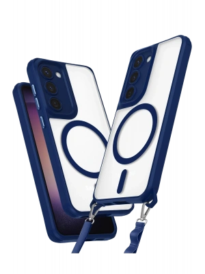 Newface Samsung Galaxy S23 Kılıf Enka Magsafe Silikon Kılıf - Lacivert