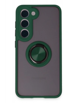 Newface Samsung Galaxy S23 Kılıf Montreal Yüzüklü Silikon Kapak - Yeşil