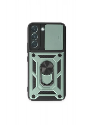 Newface Samsung Galaxy S23 Kılıf Pars Lens Yüzüklü Silikon - Yeşil