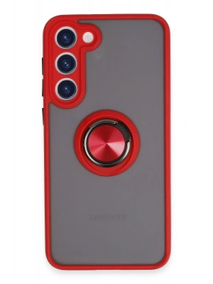Newface Samsung Galaxy S23 Plus Kılıf Montreal Yüzüklü Silikon Kapak - Kırmızı