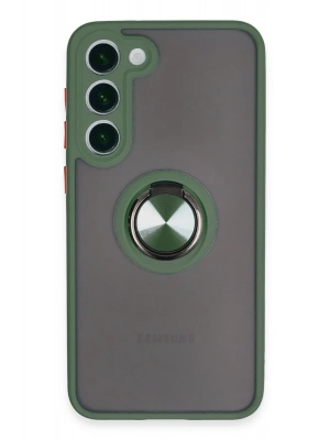 Newface Samsung Galaxy S23 Plus Kılıf Montreal Yüzüklü Silikon Kapak - Yeşil