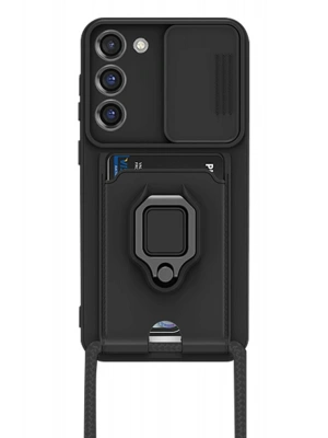 Newface Samsung Galaxy S23 Plus Kılıf Zuma Kartvizitli Yüzüklü Silikon - Siyah