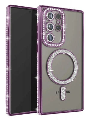 Newface Samsung Galaxy S23 Ultra Joke Simli Magneticsafe Kılıf - Derin Mor