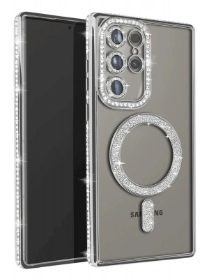 Newface Samsung Galaxy S23 Ultra Joke Simli Magneticsafe Kılıf - Gümüş