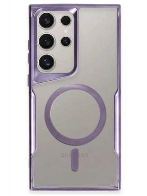 Newface Samsung Galaxy S23 Ultra Kılıf Boyi Magsafe Silikon Kapak - Derin Mor