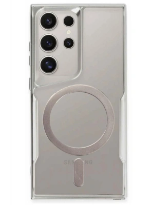 Newface Samsung Galaxy S23 Ultra Kılıf Boyi Magsafe Silikon Kapak - Gümüş