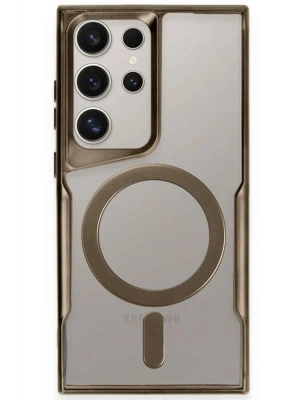 Newface Samsung Galaxy S23 Ultra Kılıf Boyi Magsafe Silikon Kapak - Kahverengi