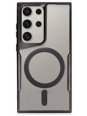 Newface Samsung Galaxy S23 Ultra Kılıf Boyi Magsafe Silikon Kapak - Siyah