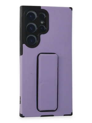 Newface Samsung Galaxy S23 Ultra Kılıf Mega Standlı Silikon - Lila