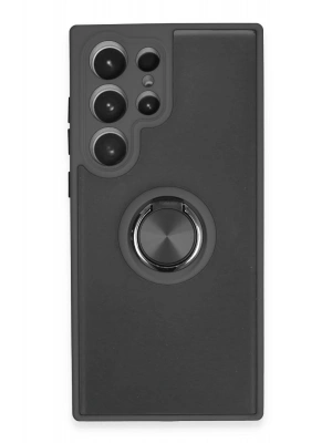 Newface Samsung Galaxy S23 Ultra Kılıf Montreal Yüzüklü Silikon Kapak - Siyah