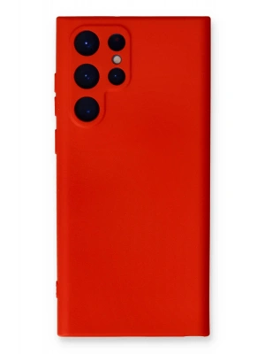 Newface Samsung Galaxy S23 Ultra Kılıf Nano içi Kadife Silikon - Kırmızı