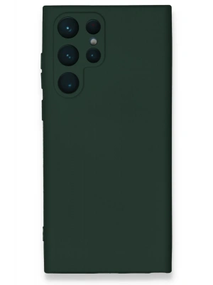 Newface Samsung Galaxy S23 Ultra Kılıf Nano içi Kadife Silikon - Koyu Yeşil