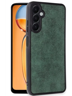 Newface Samsung Galaxy S24 FE Kılıf Aras Deri Kapak - Koyu Yeşil