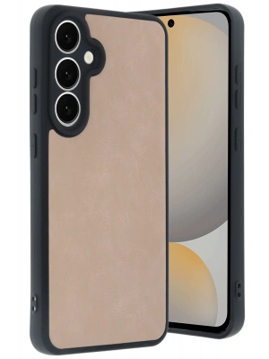 Newface Samsung Galaxy S24 FE Kılıf Aras Deri Kapak - Pudra