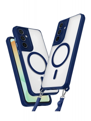 Newface Samsung Galaxy S24 FE Kılıf Enka Magsafe Silikon Kılıf - Lacivert