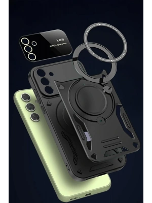 Newface Samsung Galaxy S24 FE Kılıf Joy Lens Standlı Kapak - Mor