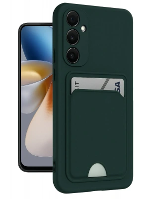 Newface Samsung Galaxy S24 FE Kılıf Kelvin Kartvizitli Silikon - Koyu Yeşil
