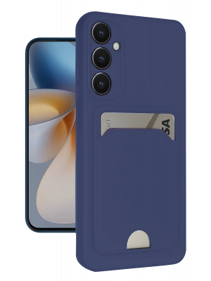 Newface Samsung Galaxy S24 FE Kılıf Kelvin Kartvizitli Silikon - Lacivert