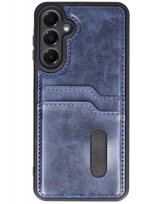 Newface Samsung Galaxy S24 FE Kılıf Sara Kartvizitli Deri Kılıf - Lacivert