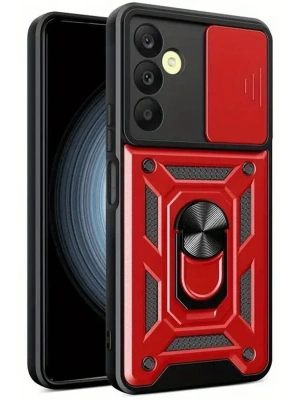 Newface Samsung Galaxy S24 FE Pars Lens Yüzüklü Silikon - Kırmızı