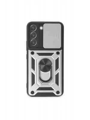 Newface Samsung Galaxy S24 Kılıf Pars Lens Yüzüklü Silikon - Gümüş