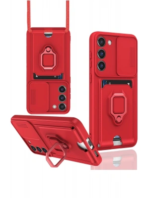 Newface Samsung Galaxy S24 Plus Kılıf Zuma Kartvizitli Yüzüklü Silikon - Kırmızı