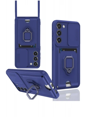 Newface Samsung Galaxy S24 Plus Kılıf Zuma Kartvizitli Yüzüklü Silikon - Lacivert