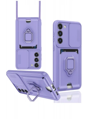 Newface Samsung Galaxy S24 Plus Kılıf Zuma Kartvizitli Yüzüklü Silikon - Lila