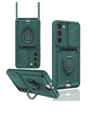 Newface Samsung Galaxy S24 Plus Kılıf Zuma Kartvizitli Yüzüklü Silikon - Yeşil