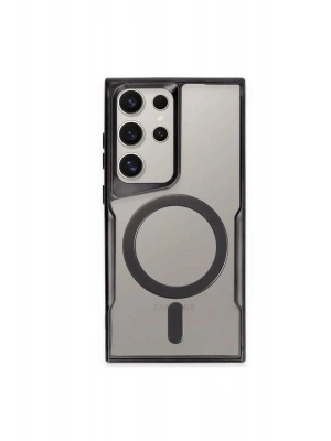 Newface Samsung Galaxy S24 Ultra Kılıf Boyi Magsafe Silikon Kapak - Siyah