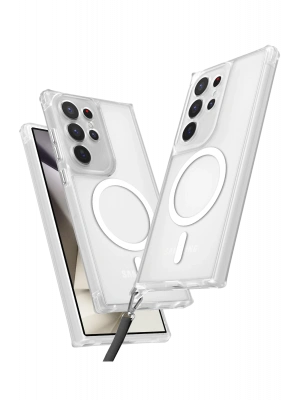 Newface Samsung Galaxy S24 Ultra Kılıf Enka Magsafe Silikon Kılıf - Şeffaf