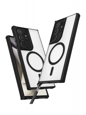 Newface Samsung Galaxy S24 Ultra Kılıf Enka Magsafe Silikon Kılıf - Siyah