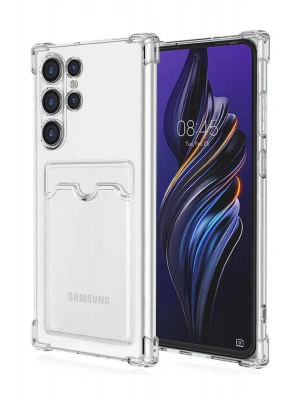 Newface Samsung Galaxy S24 Ultra Kılıf Kart Şeffaf Silikon - Şeffaf