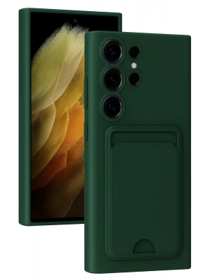 Newface Samsung Galaxy S24 Ultra Kılıf Kelvin Kartvizitli Silikon - Koyu Yeşil