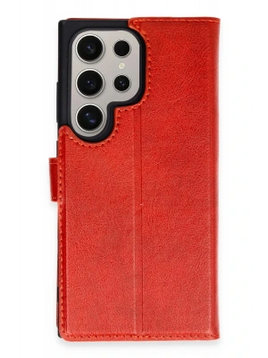 Newface Samsung Galaxy S24 Ultra Kılıf Trend S Plus Kapaklı Kılıf - Kırmızı