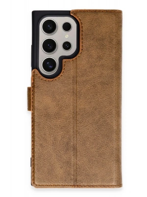 Newface Samsung Galaxy S24 Ultra Kılıf Trend S Plus Kapaklı Kılıf - Taba