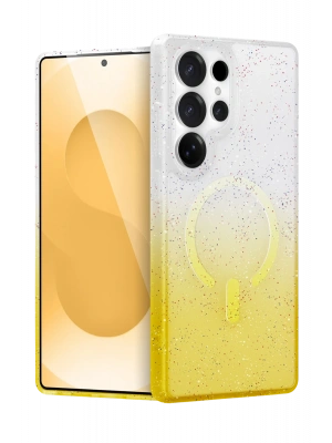 Newface Samsung Galaxy S24 Ultra Pummel Shiny Magsafe Kapak - Gold