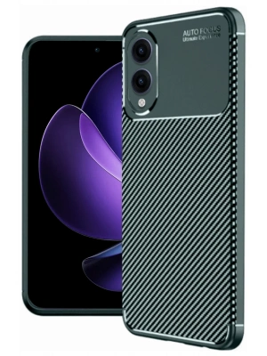 Newface Samsung Galaxy S25 Edge Kılıf Auto Focus Karbon Kapak - Koyu Yeşil