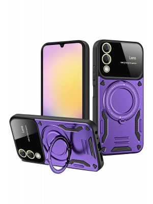 Newface Samsung Galaxy S25 Edge Kılıf Joy Lens Standlı Kapak - Mor