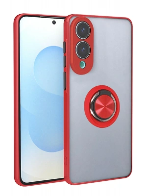 Newface Samsung Galaxy S25 Edge Kılıf Montreal Yüzüklü Silikon Kapak - Kırmızı