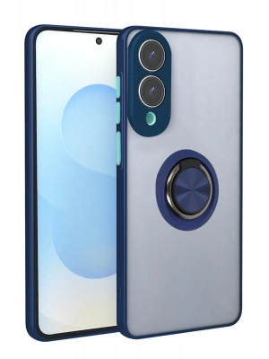 Newface Samsung Galaxy S25 Edge Kılıf Montreal Yüzüklü Silikon Kapak - Lacivert