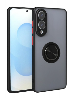 Newface Samsung Galaxy S25 Edge Kılıf Montreal Yüzüklü Silikon Kapak - Siyah