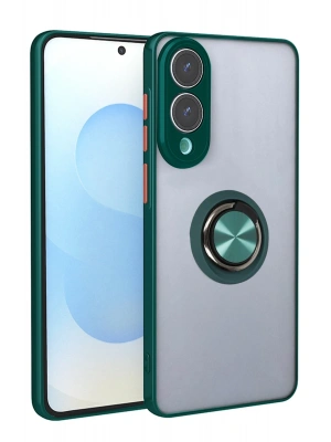 Newface Samsung Galaxy S25 Edge Kılıf Montreal Yüzüklü Silikon Kapak - Yeşil