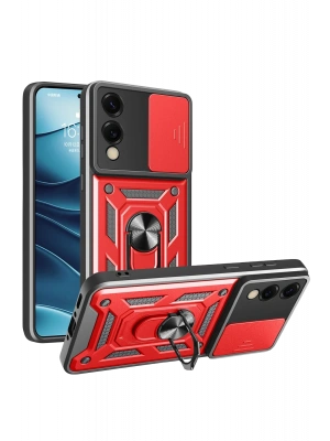 Newface Samsung Galaxy S25 Edge Pars Lens Yüzüklü Silikon - Kırmızı