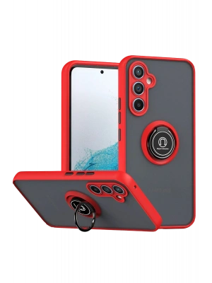 Newface Samsung Galaxy S25 FE Montreal Yüzüklü Silikon Kapak - Kırmızı