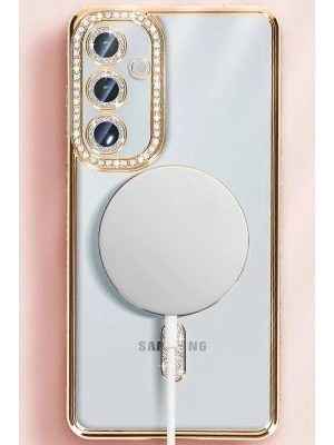 Newface Samsung Galaxy S25 Kılıf Joke Simli Magneticsafe Kılıf - Derin Mor