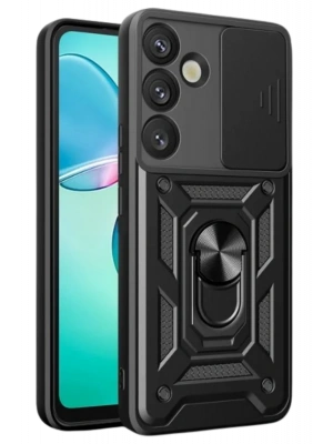 Newface Samsung Galaxy S25 Kılıf Pars Lens Yüzüklü Silikon - Siyah