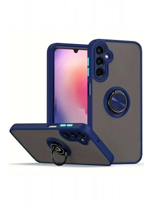 Newface Samsung Galaxy S25 Plus Kılıf Montreal Yüzüklü Silikon Kapak - Lacivert