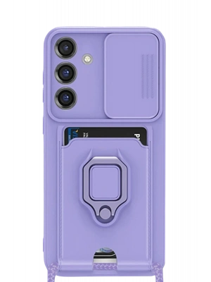 Newface Samsung Galaxy S25 Plus Kılıf Zuma Kartvizitli Yüzüklü Silikon - Lila
